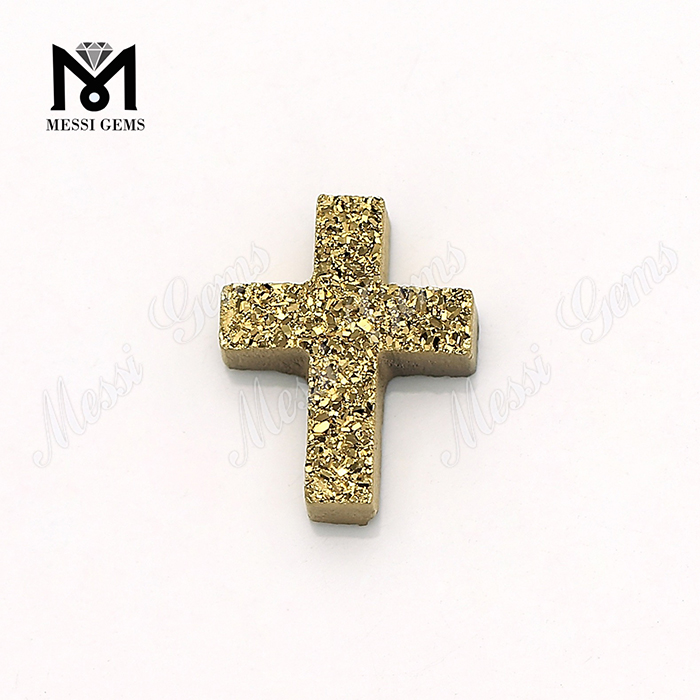 High quality druzy agate beads 24k gold cross stone druzy stone