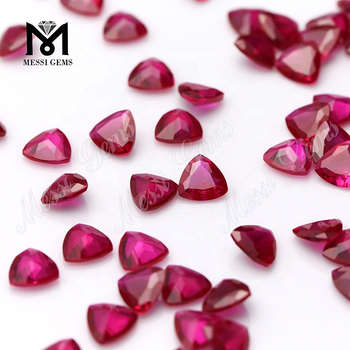 Wuzhou Wholesale Trillion Cut Synthetic Corundum 5 Ruby Stones