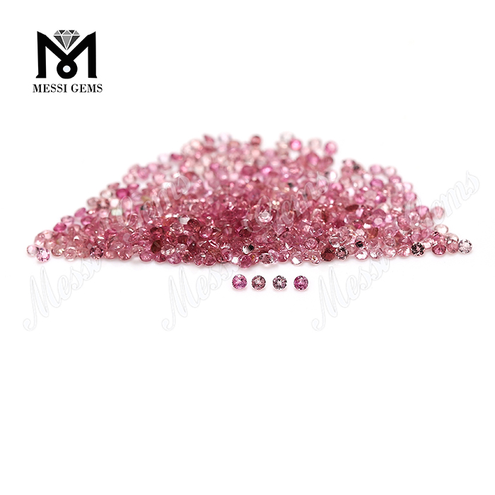 Loose Round Shape 1.4mm Natural Pink Chalcedony Tourmaline Gemstones