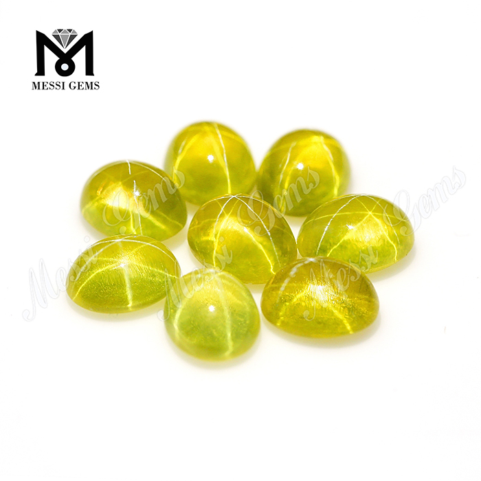 Factory Price Synthetic Sapphire Star Stone Oval Cabochon Yellow Sapphire