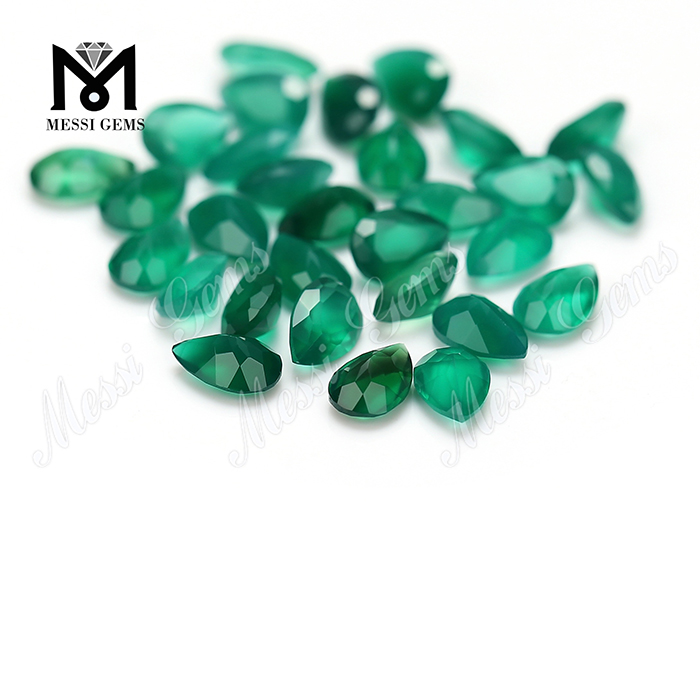 Natural agate factory price pear shape green agate stone for ring