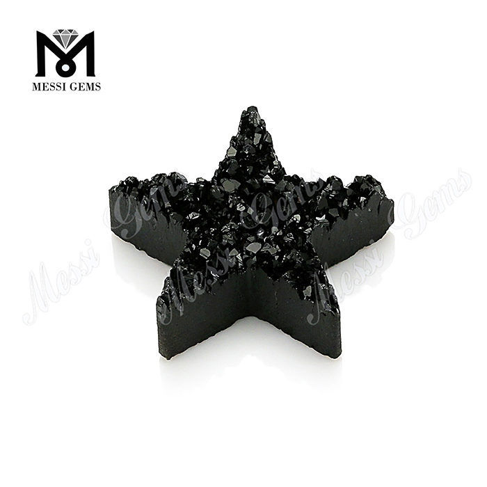 Black Plating Star Shape Natural Druzy Agate