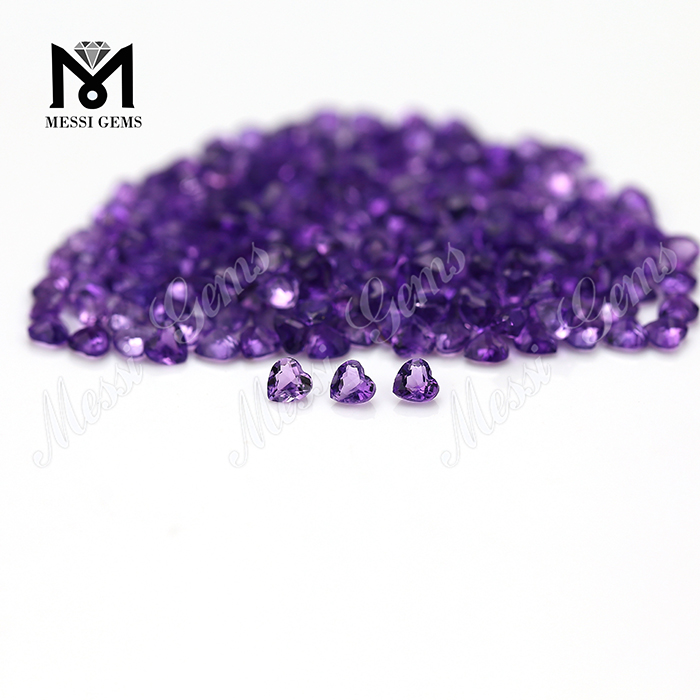 3x3mm heart cut loose natural amethyst stones price from China