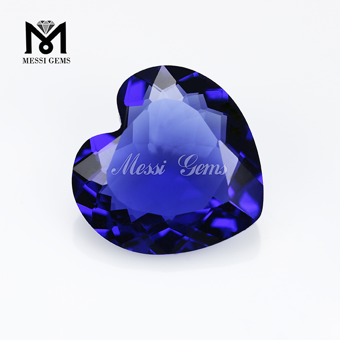 machine cut created synthetic sapphire glass stone