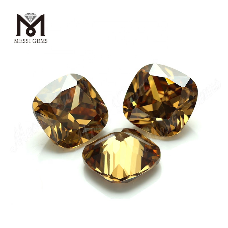 Loose Light Brown Cushion 12*12mm CZ Cubic Zirconia Stones Prices