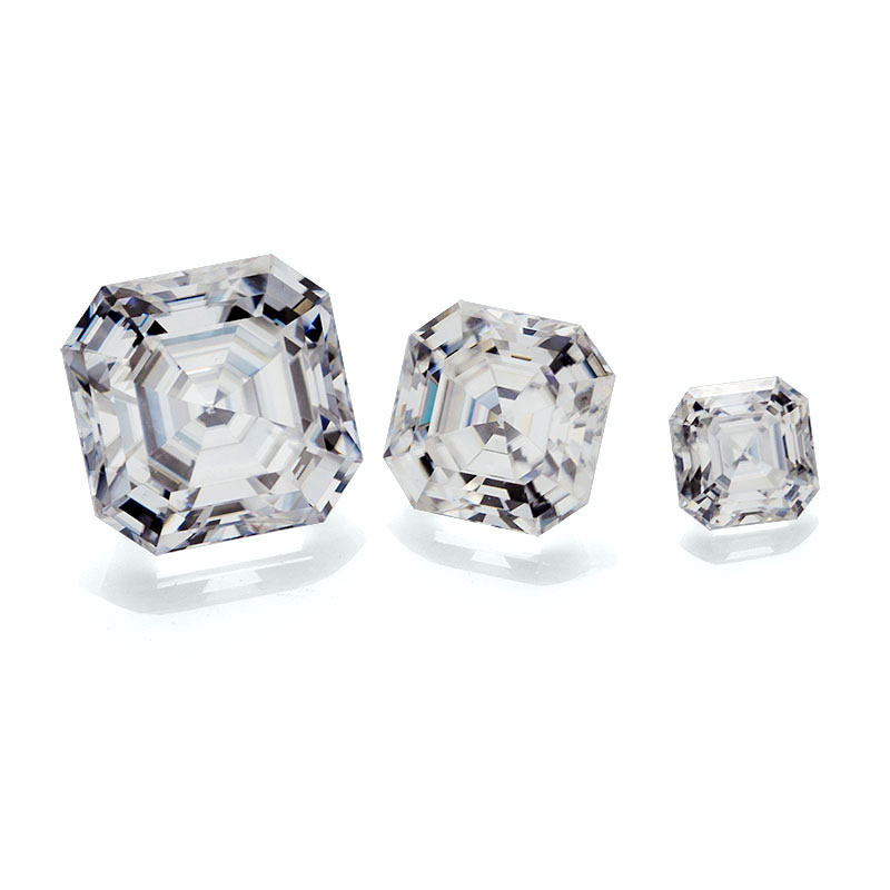 Color play or fire Loose gemstone VVS White Asscher cut moissanite diamond