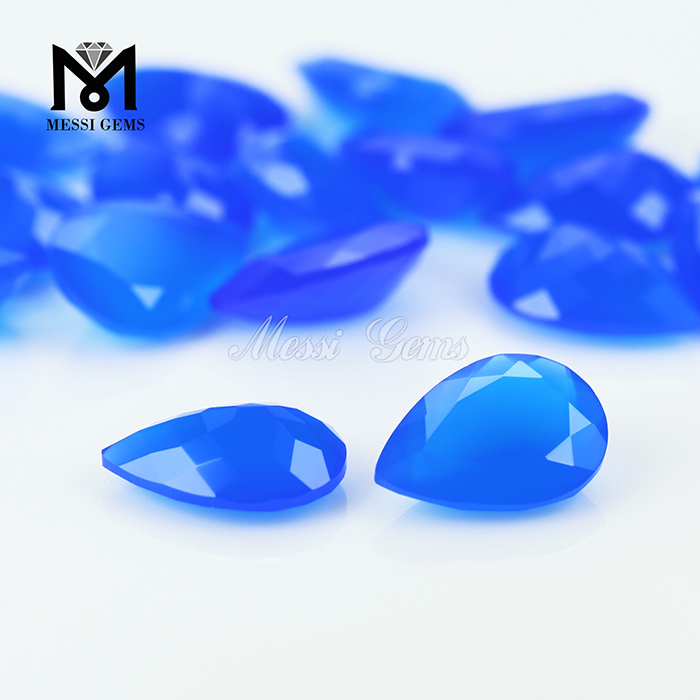 New Arrival Faceted Pear Cut 10 x 14 Loose Gems Blue Agate Stone