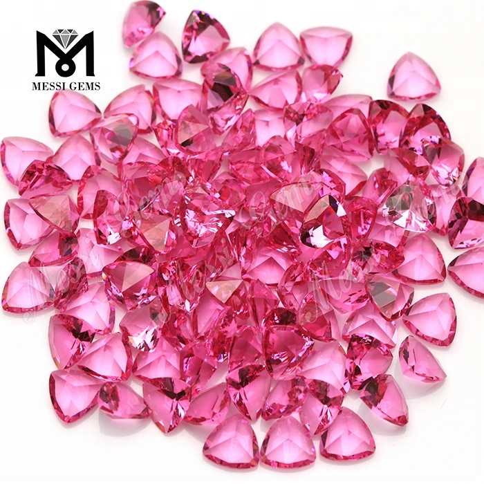 Wholesale Trillion Cut 12x12 mm Factory Cheap Price Pink Sapphire Glass Stone