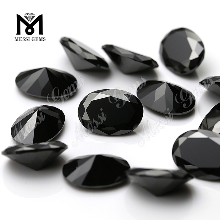 Hot Sell Semi Gemstone Oval Shape 8x10mm Black Agate Stone