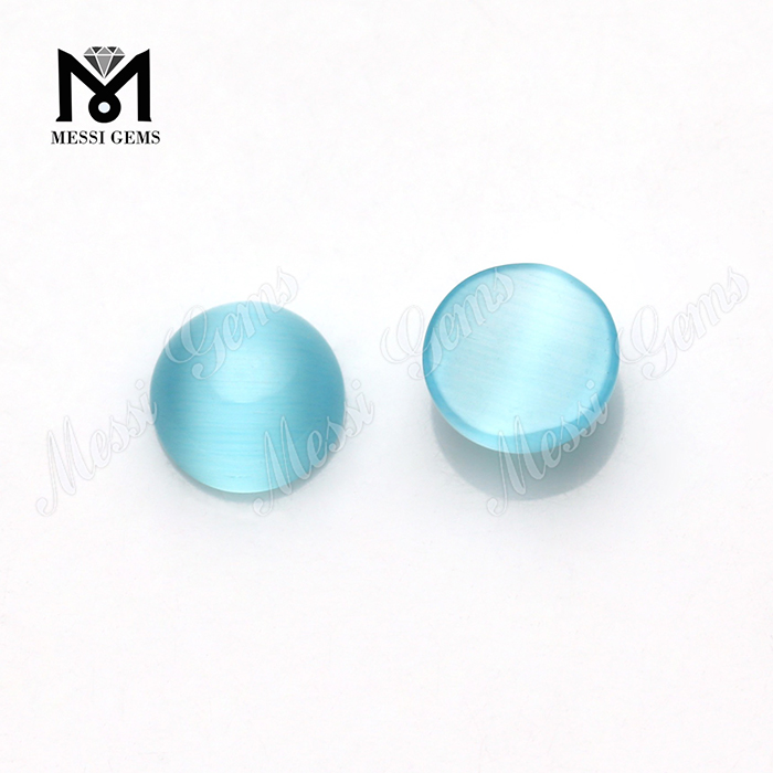 Aquamarine cat's eye cabochon synthetic crystal glass stone