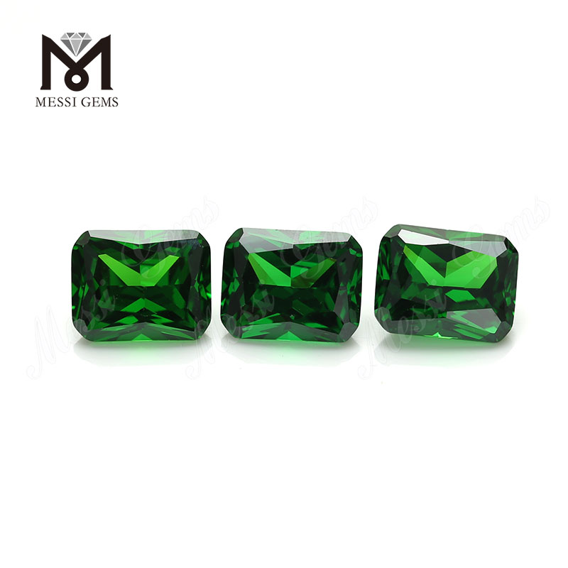 Factory price synthetic cubic zirconia gemstone octagon cut 8x10mm green cz