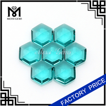 Green crystal glass gems stone hexagon shape glass gemstone