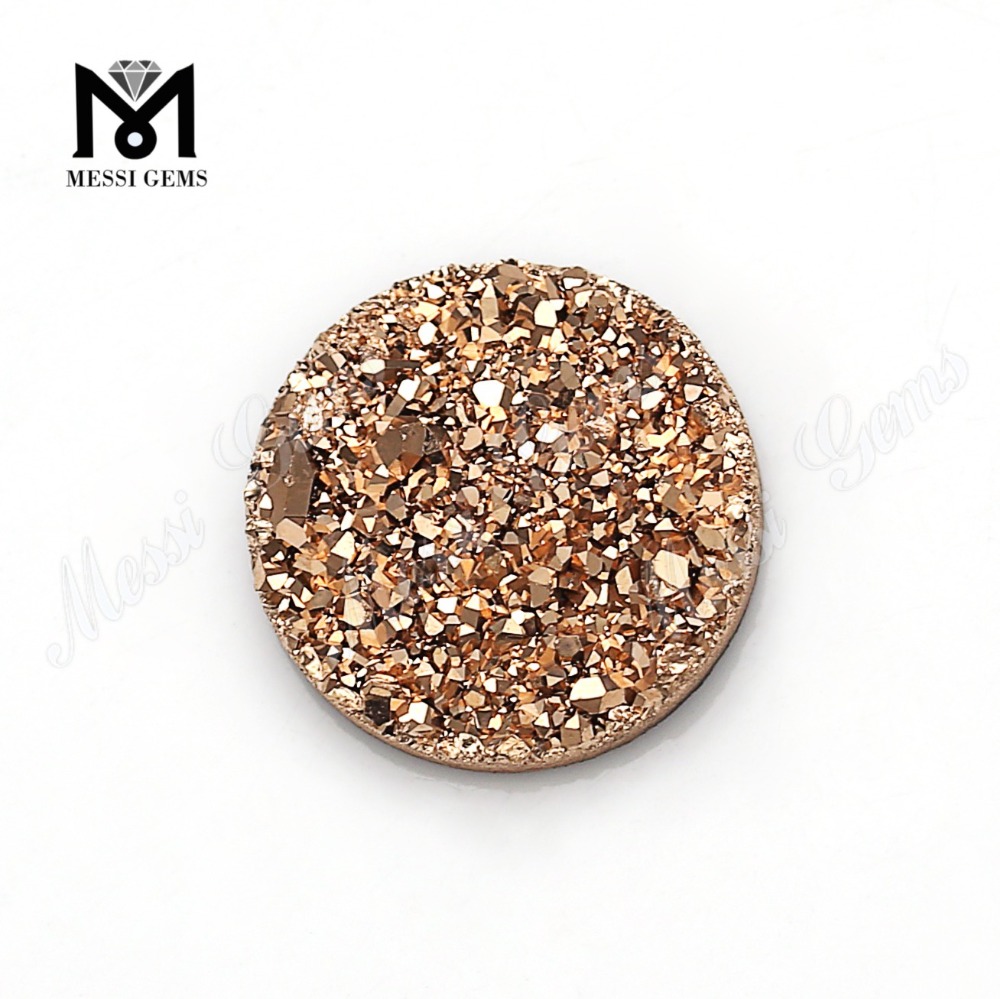 12MM Round Rose Gold Natural Druzy Stone