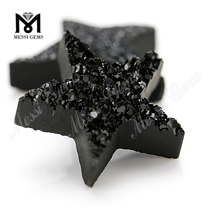 Black Plating Star Shape Natural Druzy Agate