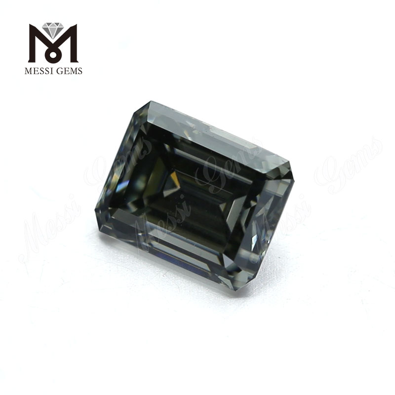 Factory price 10x8mm emerald cut dark gray moissanite diamond loose for ring