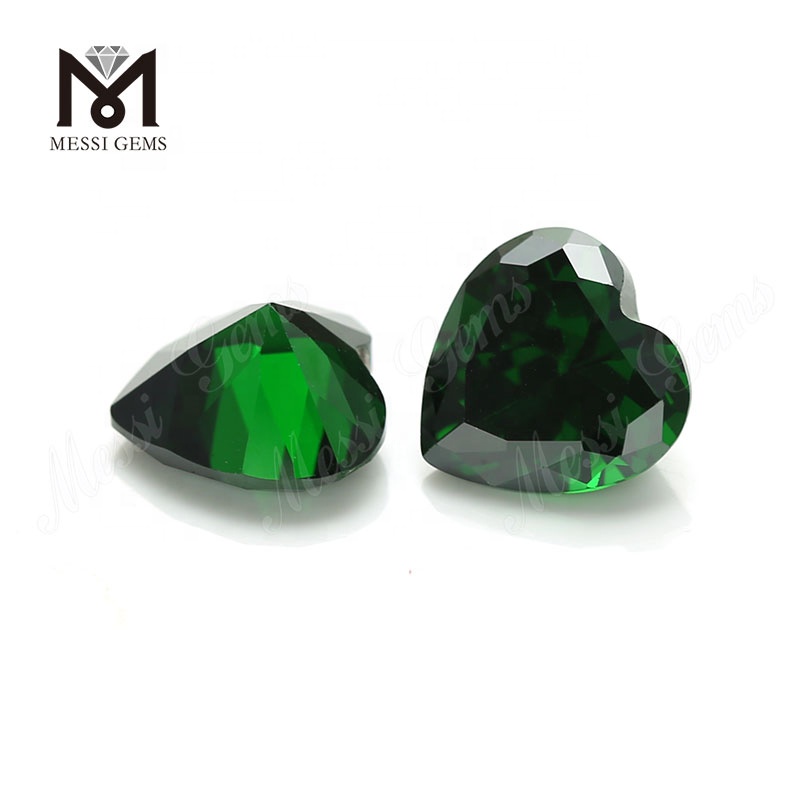Green Color Heart Cut 10*10mm Synthetic Cubic Zirconia CZ Stone