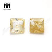 Factory Price 9x9MM Square Cut Rutilated Quartz Glass Gemstone