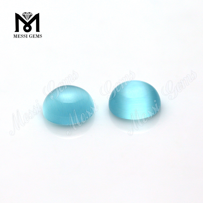 Aquamarine cat's eye cabochon synthetic crystal glass stone