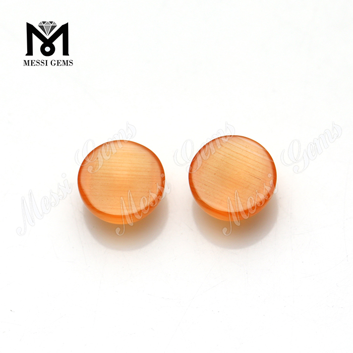 8.0mm orange round cabochon chrysoberyl cat's eye glass gemstone