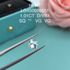 1.01 carat D VS1 HPHT lab grown diamonds PRINCESS CUT