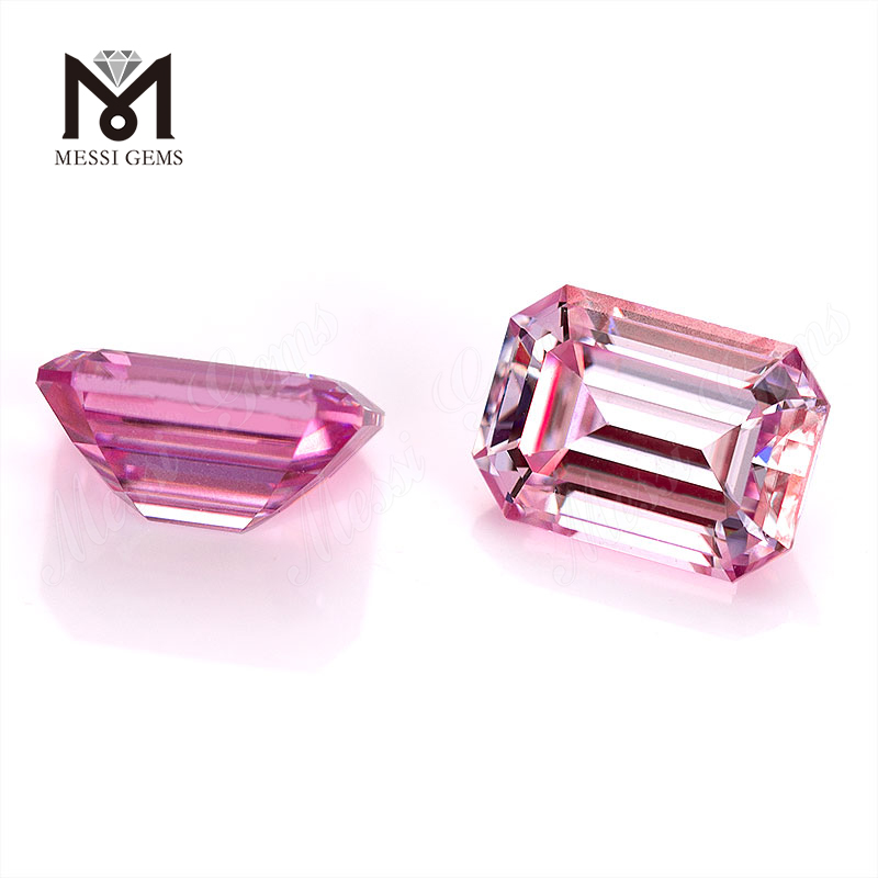 Factory price 1 carat 6.5x5mm pink VVS Moissanite stone Emerald cut for jewelry making