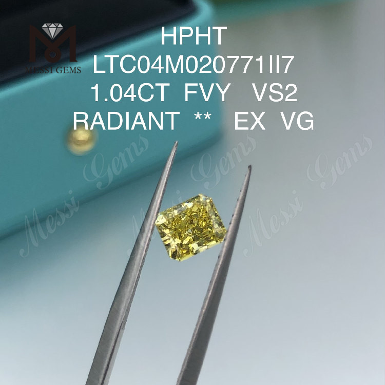 1.04ct yellow lab diamonds radiant cut VS2 