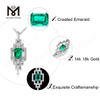 18k white gold 6X8mm 0.6ct created Emerald necklace customized 