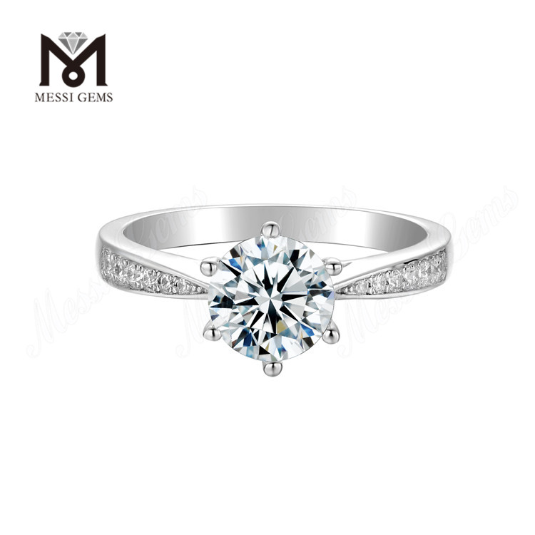 Messi Gems Single Stone Moissanite 925 Sterling Silver Ring for Sale