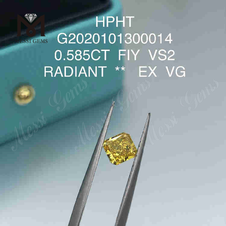 0.585ct FIY VS2 EX VG lab created radiant diamond