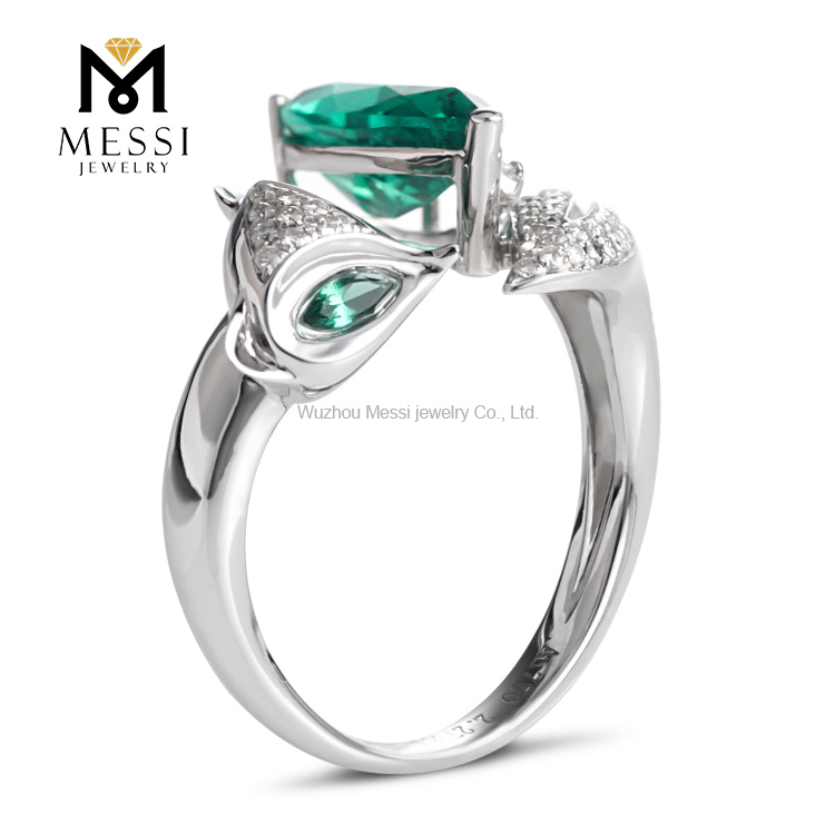 14k 18k white gold jewelry wholesale emerald ring fox animal shape sexy lady emerald jewelry