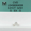 3.01CT G/SI1 round lab grown diamond G EX G