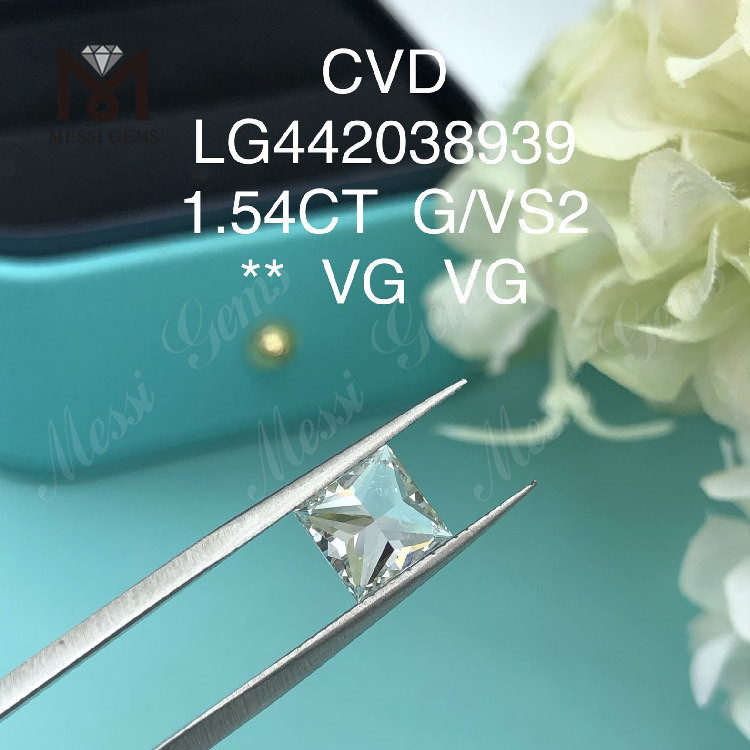 1.54 carat G VS2 lab created princess cut diamond VG