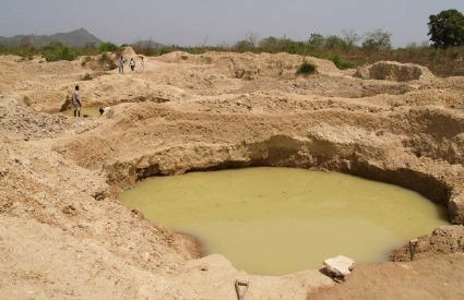 Pollution of local water sources during natural diamond mining