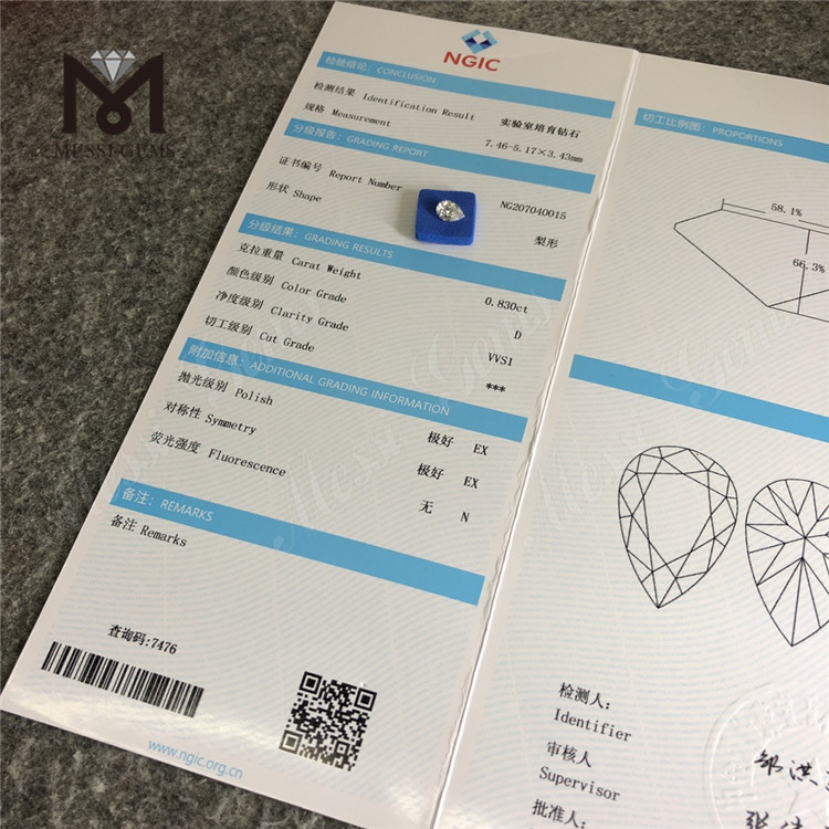 PS 0.83ct D VVS1 ex Lab Diamonds
