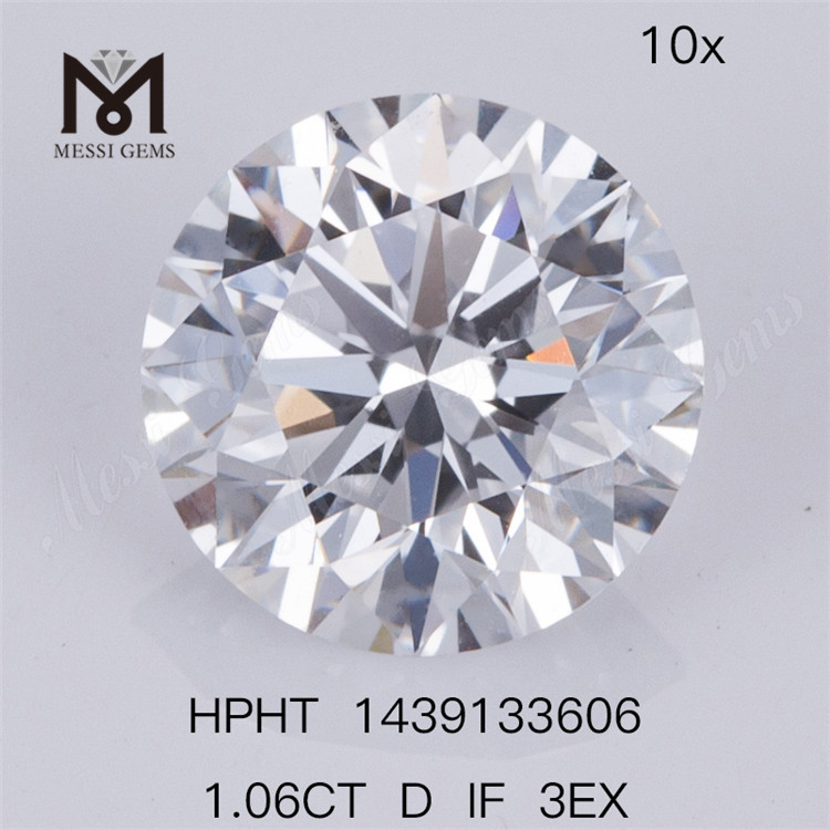HPHT 1.06CT D IF 3EX Round Lab-grown Diamond