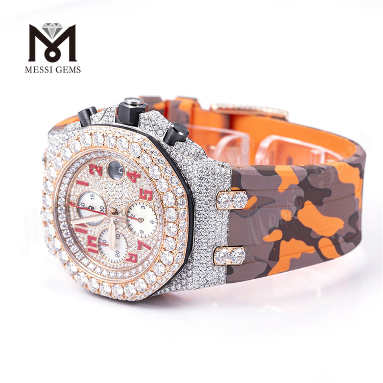 Men Luxury Hand Set Iced Out Diamond Moissanite Watch Custom Design