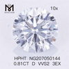 0.81CT D VVS2 3EX Lab Diamond HPHT Man Made Diamond