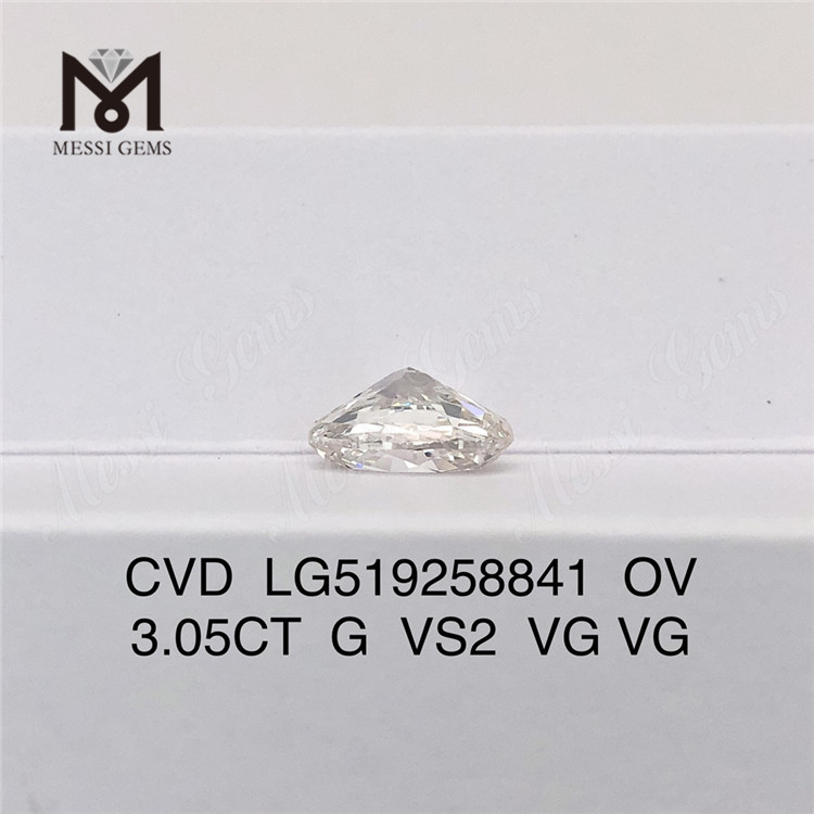 3.05ct G VS2 VG VG CVD Lab Diamonds OVAL IGI Certificate