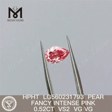 0.52CT HPHT diamond PEAR FANCY INTENSE PINK VS2 VG VG lab grown diamond LG560231793 