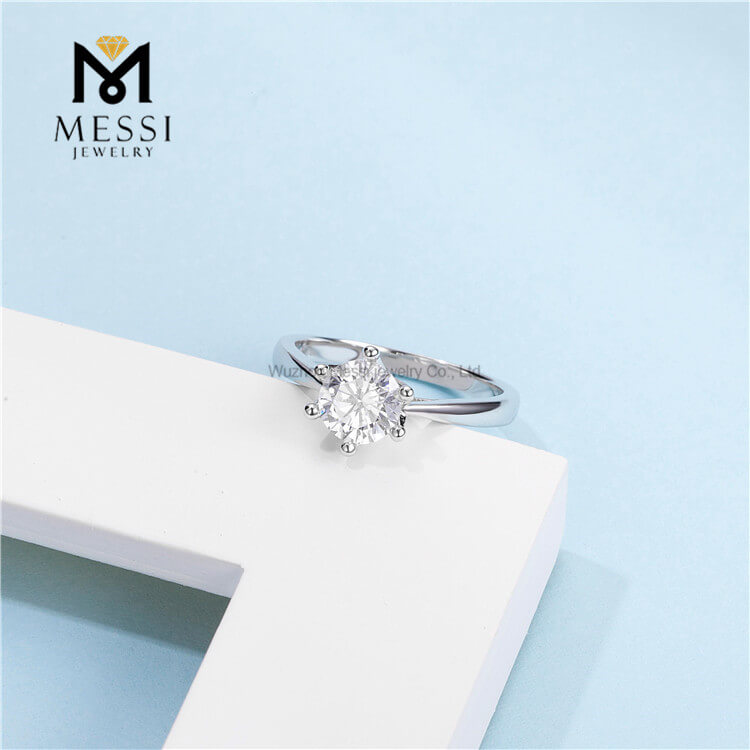 Customize jewelry 6 Claws 14k gold plated 1ct Moissanite 925 silver Ring