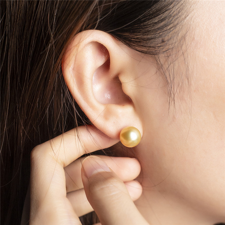 9-10mm Luxury & Unique Jewelry 18k Designer Golden South Seas Pearl Earrings