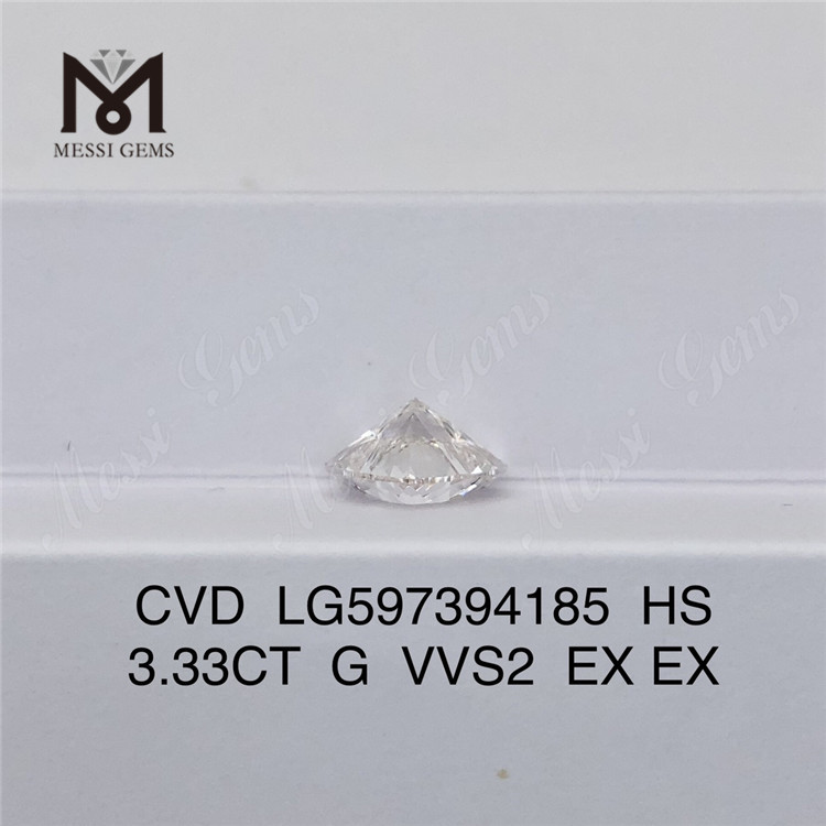 3.33CT G VVS2 EX EX HS 3ct lab grown cvd diamond LG597394185丨Messigems 