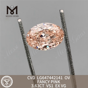 3.63CT OV FANCY PINK VS1 EX VG CVD 3ct Pink Loose Grown Diamond LG647442141