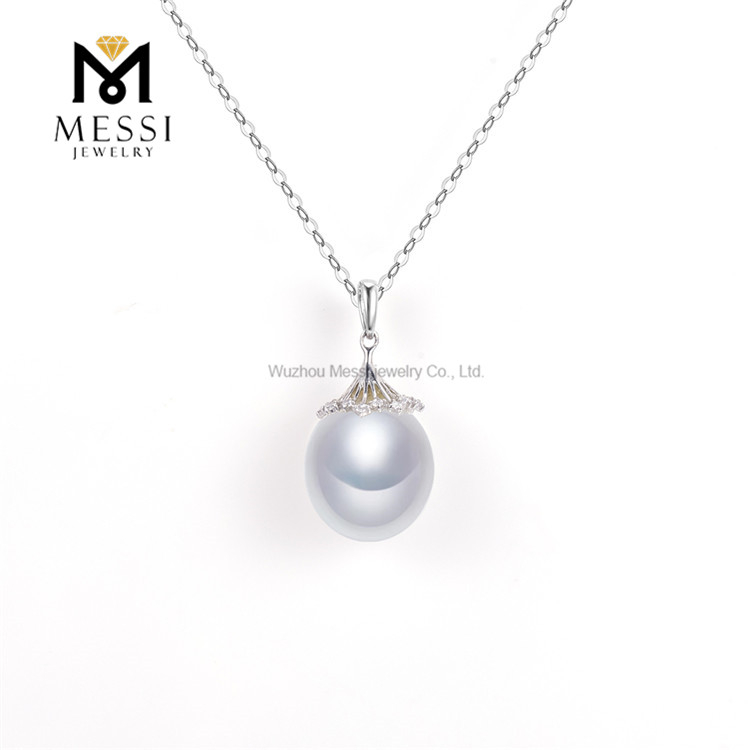 10-12mm Elegant S925 Silver Seawater White pearl necklace