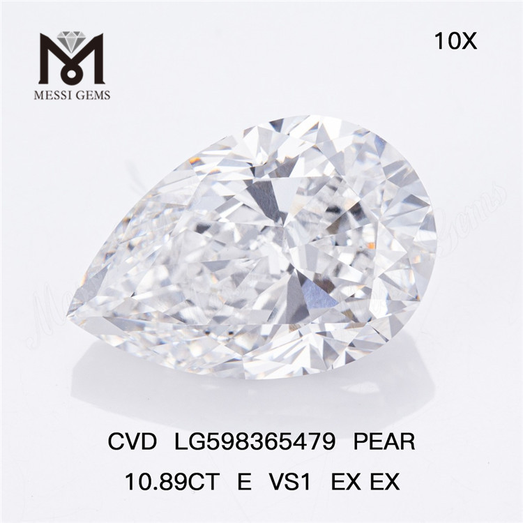 10.89CT E VS1 EX EX PEAR Bulk Man-Created Diamonds CVD LG598365479丨Messigems