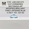 4.75ct azul rectangular VS1 CVD de diamantes cultivados en laboratorio LG614321273 