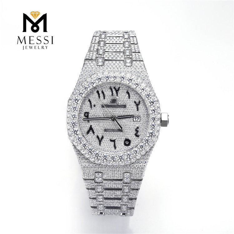 Хип -хоп мойссанит алмаз часы алмаза -тестер Vvs moissanite watch