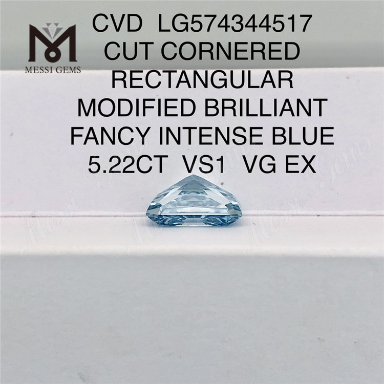 5.22CT VS1 VG EX RECTANGULAR FANCY INTENSE BLUE CVD 5ct blue diamond LG574344517