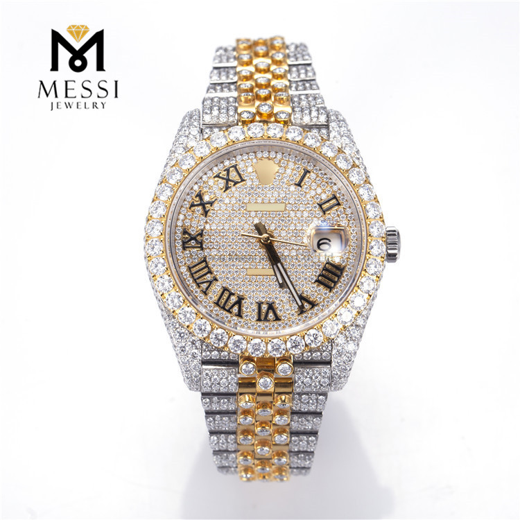 Luxury Hip Hop Moissanite Diamond Men\'s Watch Iced Out VVS Moissanite