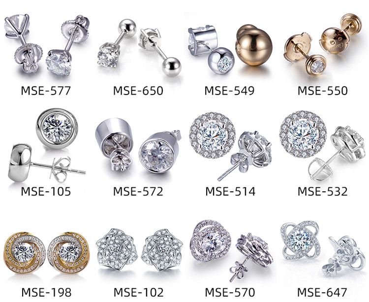 14k 18k 1ct white wedding gold diamond stud earrings for women